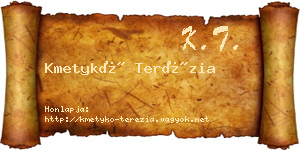 Kmetykó Terézia névjegykártya
